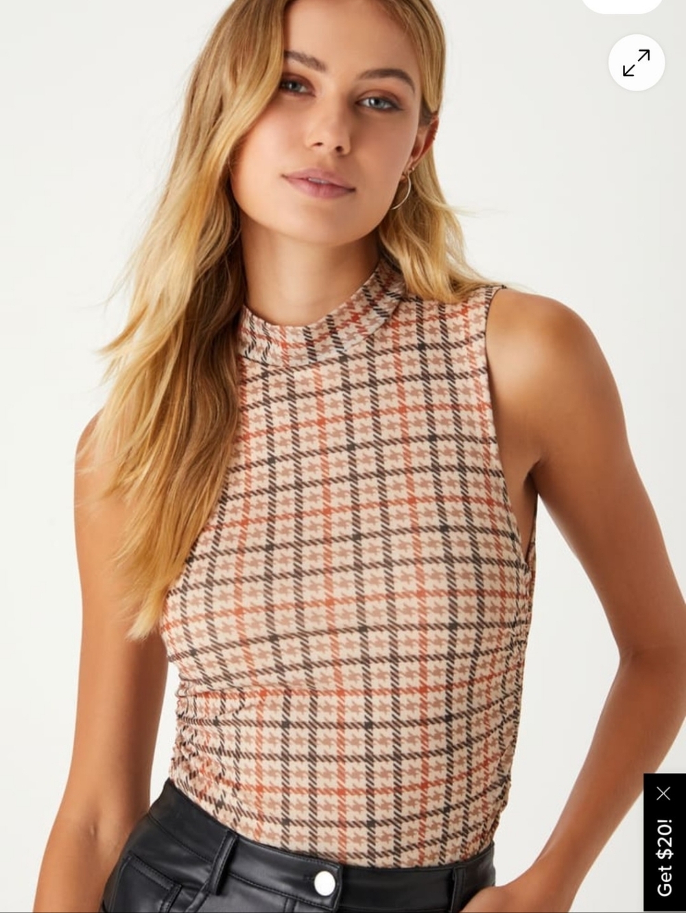 Lulu's Mockneck Houndstooth Body Suit Sz XS